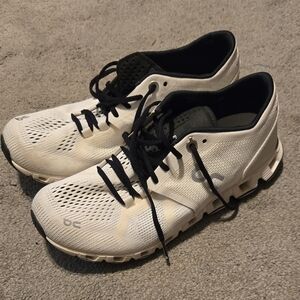 On Running White and Black Athletic Shoes Breathable Design